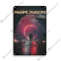 Imagine Dragons Roko Grupė Metalinis Ženklas Rūdyjęs Vintažinis Plakatas Nostalgiškas Senas Metalinis Ženklas Baras Pub Klubas Vyro Urvas Sienos Dekoratyvinis Ženklas 20x30cm（7.8x11.8inch）