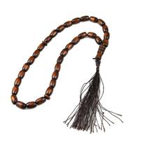 Elegantiški sandalmedžio islamo maldos karoliukai 33 vnt. 8 mm skersmens su pakabuku meditacijai ir garbinimui, kasdieniam naudojimui black