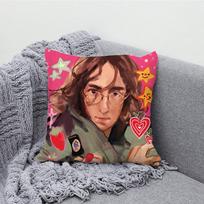 J-John L-Lennon P-Paul Pillowcases Bedroom Living Room Sofa Home Decor Polyester Cushion Cover with Zipper 30cmx30cm gray