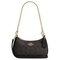 Coach Teri 20 Klasikinis monogramos užtrauktuku užsegamas sintetinės odos rankinis, per petį nešiojamas, mažas moteriškas krepšys Juodas CW323-IMXAQ Basic Set (Bag+Dust Bag) beige