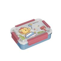 Cartoon Portable Bento Lunch Box with Stainless Steel Bowl & Cutlery for Students & Office Workers Red Little Dragon white