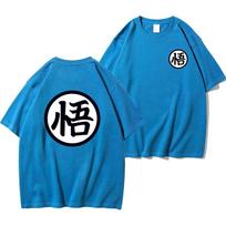 Vasaros mada Anime Son Goku Cosplay T-shirt Medvilniniai trumpomis rankovėmis Viršutiniai drabužiai Laisvi didelio dydžio kasdieniai T-shirt vyrams Harajuku drabužiai S blue