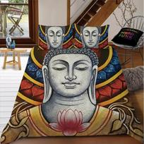 Mandala Buda Antklodės Užvalkalų Rinkinys Karališko Dydžio Egzotiškas Etninis Bohemiškas Lovos Patalynės Rinkinys Auksinės Juodos Lotoso Gėlės Nuostabus Antklodės Užvalkalas EU single(135x200cm) gray