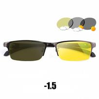 Verslo stiliaus naktinio matymo fotochrominiai trumparegystės akiniai vyrams, vintažiniai dienos ir nakties akiniai, geltoni lęšiai, skaitymo akiniai yellow