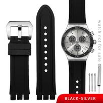 Skirta Swatch YOS440 YOS413 YOS424 Silikoninis dirželis Vyriškas Juodas guminis laikrodžio dirželis Apyrankė 23mm Laikrodžio priedai nemokami įrankiai 23mm gray
