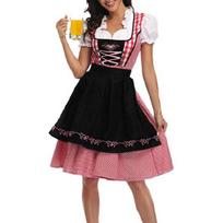 Suaugusiųjų moterų Oktoberfest kostiumas Vokiški Bavariški alaus aprėdai Dirndl suknelė Prijuostė Kaspinai Juostelė Helovino vakarėliui XL juoda