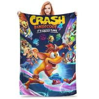 Crash Bandicoot animacinis pledas, įvairių dydžių, super minkštas, jaukus, vaizdo žaidimų metamas pledas sofai, foteliui ir lovai 75x90cm