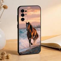 Art G-Galloping Horse Phone Case For Samsung S25,S24,S21,S22,S23,S30,Ultra,S20,Plus,Fe,Lite,Note,10,Black Cover Samsung S21fe gray