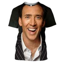 Populiarus aktorius Nicolas Cage 3D spausdinti marškinėliai linksma tendencija apvali kaklo iškirptė trumpomis rankovėmis viršus vasaros mada vyrų asmenybės tendencija gatvės stilius XS brown