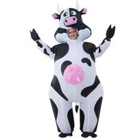 Pripučiamas karvės kostiumas Helovinui, Cosplay vakarėliui ar scenos pasirodymui Adult white