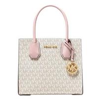 MICHAEL KORS Mercer presbyopic letter print PVC with leather accordion bag crossbody shoulder handbag medium size women's elephant grass color ruda