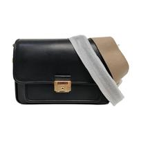 [Pre-Owned] MK Bradshaw Vintage Gold Buckle Flap Solid Color Leather Crossbody Bag Medium - Very Good #UNI3D0 ONE SIZE gray