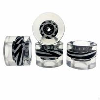 4 Pieces 60mm PU Longboard Wheels High Springiness Transparent Printed Skateboard 80A Zebra Black black