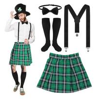 Green Leprechaun Hat Suspenders Striped Thigh High Socks Set Saint Patricks Day Costume Accessories Leprechaun Costume green
