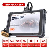 THINKCAR THINKSCAN 689 OBD2 skaitytuvas, pilnos sistemos diagnostikos įrankis su ECU kodavimu, dvikryptiu testu, nemokamu atnaujinimu visam laikui 8" Battery Powered