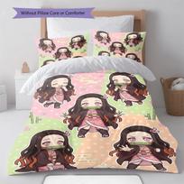Nezuko Kamado Comforter Cover Duvet Cover Bedding Set Soft Quilt Cover Bedroom Home Decor Anime -QJY 135x200cm gray