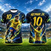 2026 Nauji Brazilijos Specialūs Neymar 10 Spausdinti Futbolo Marškinėliai Vyriški T-shirt Vasariniai Greitai Džiūstantys Sportiniai Marškinėliai Laisvalaikio Vaikams/Suaugusiems Viršutiniai Drabužiai M