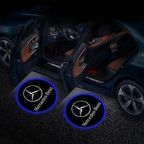2 vnt. belaidės LED automobilio durų logotipo lemputės BMW M serijai, „Ghost Shadow“ projektorius, pasveikinimo pakopos lemputė Mercedes benz AMG W204 W203 W212 W211 W124 W210 Benz black