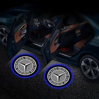 2 vnt. belaidės LED automobilio durų logotipo lemputės BMW M serijai, „Ghost Shadow“ projektorius, pasveikinimo pakopos lemputė Mercedes benz AMG W204 W203 W212 W211 W124 W210 Benz-black white