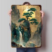 Kintsugi Bonsai Landscape Tinplate Posters Customizable Wall Art Retro Vintage Metal Signs for Home Room Mancave Decoration Cozy 20X30CM