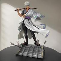30cm Gintama Sakata Gintoki 2.0 Action Figure Resin Anime Statue With Scene Base Collectible Model Toy Desktop Ornament Boy Gift gray