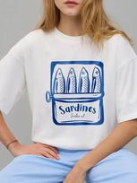 Sardines print oversized T-shirt 3XL gray