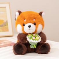 Laikanti gėlę Marmotas Raudonoji panda Lėlė Pliušinis žaislas Romantiškas Sakyk meilę Rožė Animaciniai gyvūnai Sėdinti lėlė Merginos dovana 20cm red panda žalia
