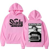 Raperio Eminemo dvipusės spaudos gobtuvas vyrams moterims Hip Hop Vintažiniai per dideli gobtuvai Mados tendencija gobtuviniai džemperiai Streetwear XXXL rožinė