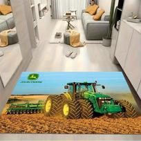 John Deere Žalias Traktorius Ūkio Laukas Spausdintas Plotas Kilimas Žemės Ūkis Neslystantis Stačiakampis Grindų Kilimėlis Ūkininko Garažas Žaidimų Kambarys Svetainė Miegamasis Namų Dekoras Kilimas 60x90cm( 23x35in )