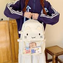 Schoolbag cute cartoon cat large capacity schoolbag soft girl transparent pain bag primary school students junior high school students backpack balta