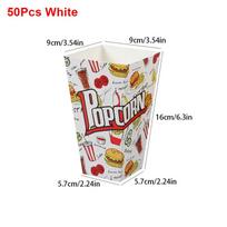 50Pcs Red White Stripes Popcorn Buckets  for Theme Birthday Parties Decoration 50pcs white