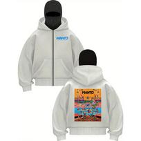 Autumn and winter new manto print double-hooded hooded sweatshirt men's and women's zip-up masked sweatshirt casual jacket L