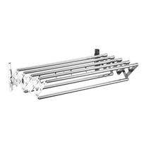 Stainless Steel Wall Mounted Folding Drying Rack Large Capacity Space Saving Clothes Drying Rack Rustproof with Hooks white