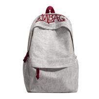 Schoolbag hemp gray variegated letter embroidered schoolbag student party American retro feeling layered storage short trip backpack bag gray