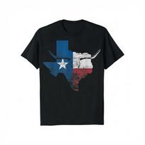 Texas Flag Shirt. Vintage Texas Flag Longhorn Skull Retro TX T-Shirt L blue