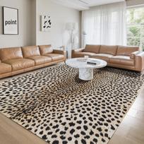 Leopardo rašto dirbtinio kašmyro neslystantis kilimas - Modernus minimalistinis, sustiprintas, didelis stačiakampis kilimas svetainei 120x180 cm leopardas