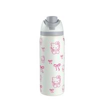 Drugelio mazgo gėlių rašto nerūdijančio plieno termosinė puodelis su užrakto spaustuku lauko veiklai Pink Kitty