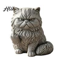 Indoor Outdoor Planter Funny Cat Planter, Resin Middle Finger Kitty Flower Pot, Stone-Finish Lover Gift Frowning Plant Pot for Succulents, Lovers Cat gray