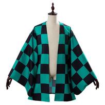 Anime kostiumas Tanjyrou/Tanjiro Kamado Žalias Kimono Paltai Suaugusiems Vyrams Cosplay S blue