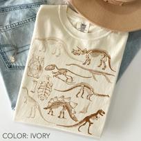 Retro Dinauro Skeleto Marškinėliai Comfort Colors, Vintažiniai Fosilijų Piešinių Marškinėliai, Priešistorinių Kaulų Grafikos Marškinėliai, Paleontologijos Marškinėliai, Dinozaurų Mylėtojo Dovana 140 white