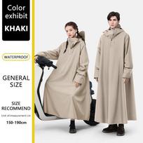Sustorintas Oksfordo vandeniui atsparus lietaus apranga Lietaus pončas Unisex Madingas lietpaltis Ilgas lietpaltis Laisvas didelio dydžio su gobtuvu Lietaus apranga 3XL chaki