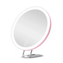360° Adjustable Stand Magnifying Mirror with Light High-Definition Portable Cosmetic Mirrors  Women Pink 10X white