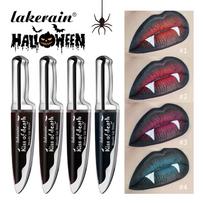 4 vnt. Mirties bučinio kraujuojančio lūpų dažo rinkinys Peilio formos skystas lūpų dažas Vandeniui atsparus Ilgai išliekantis Vampyro Gotikinis Helovino Cosplay Makiažas Lūpų dažiklis 4pcs gray