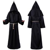 Helovino Viduramžių Vienuolio Chalatas Būrėjo Kunigo Kostiumas Cosplay Sceninio Pasiruošimo Apsiaustas M juoda