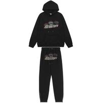 Trapstar Raudonas ir Juodas Tigro Galvos Siuvinėtas Sportinis Kostiumas - Porų Laisvalaikio Hoodies ir Kelnių Rinkinys M gray