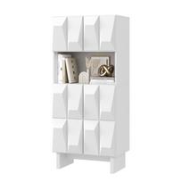 Showcase Display Cabinet Tall Cabinet Chipboard Relief 4 Doors Open Compartment Adjustable Shelf Living Room Study 60.5 x 34 x 135.5 cm balta