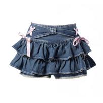 Saldūs Kawaii Mini Džinsiniai Sijonai Moterims Karštos Merginos Kaspinas Vintažiniai Y2k Gatvės Drabužiai Moteriški Amerikietiški Seksualūs A formos Sijonai Vasara L mėlyna