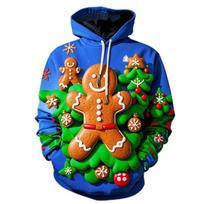 Cute Gingerbread Man Santa Claus Graphic Sweatshirts Casual Boy Pullovers Kids Christmas Gift Tracksuit Cartoon Xmas Hoody 3XL blue