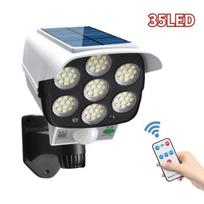 Lauko saulės šviesa su judesio jutikliu, apsaugos maketas kamera, belaidis prožektorius, IP65 vandeniui atspari 77 LED lempa, 3 režimai namų sodui 35LED 1PC