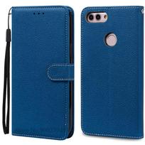 Dėklas Huawei P Smart 2018 FIG-LX1 Odinis Piniginės Tipo Atverčiamas Dėklas Huawei P Smart Dėklas FIG-LX1 5,65 colio Dėklas Coque Fundas Korpusas P Smart 2018 FIG-LX1 tamsiai mėlyna spalva